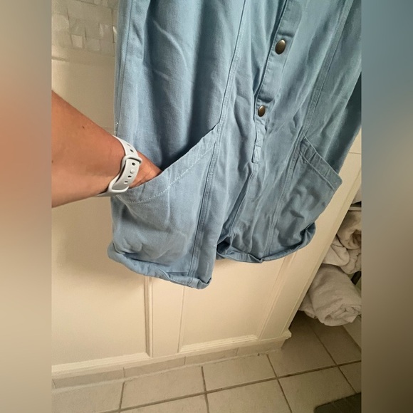 NWT new small Anthropologie pilcro sleeveless collared romper blue shorts - Picture 8 of 17